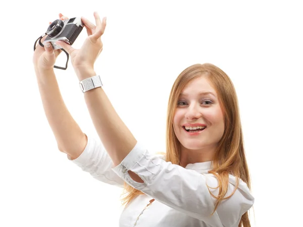 Beautiful Girl with the camera — Stock Photo, Image