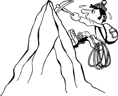 Alpinist climbing a mountain clipart