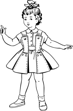 Little girl fashion model clipart