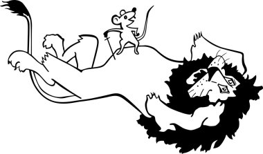 Mouse is on lion clipart