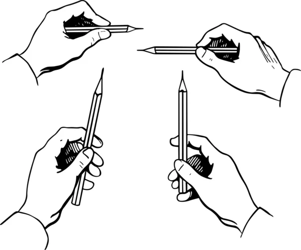 拿一支铅笔的手 — 图库矢量图片