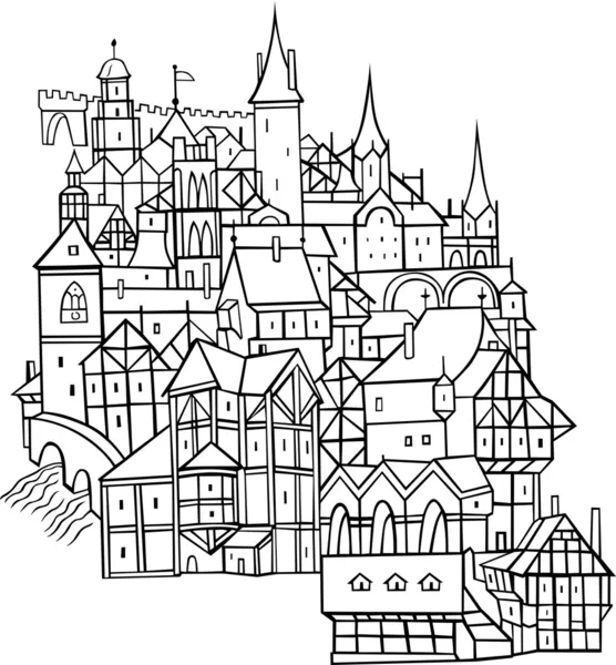 Mittelalterliche Stadt — Stockvektor