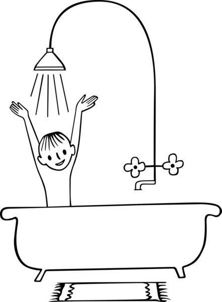 Junge beim Duschen — Stockvektor