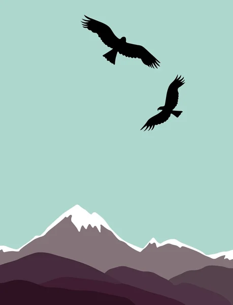 Hawks wheeling in the sky — Stock Vector