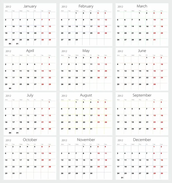 Kalender 20012 — Stockvektor