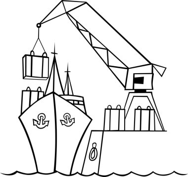 Ship and crane clipart