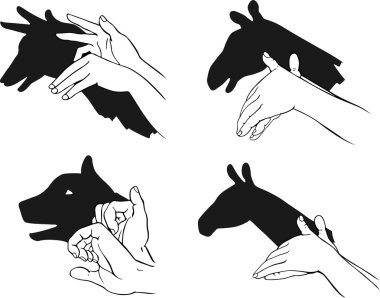 Figures for a shadow play clipart