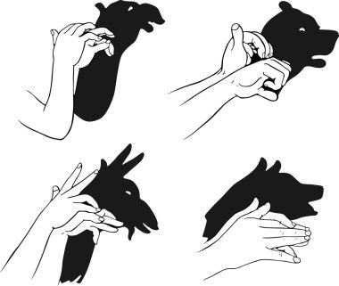 Figures for a shadow play clipart