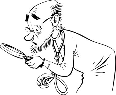 Doctor and loupe clipart