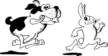 Dog and rabbit clipart