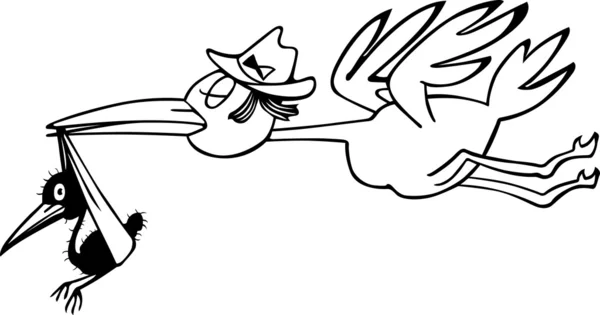Stork carring nestling — ストックベクタ
