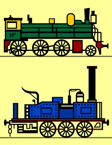 Steam locomotives — Stock Vector