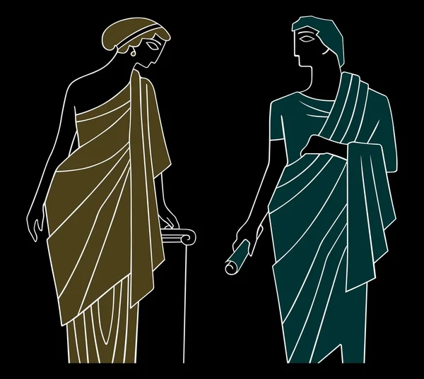 Bărbat și femeie greacă — Vector de stoc