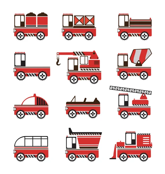 Various versions of images of vehicles — Stock Vector