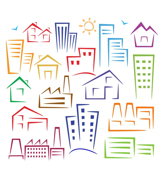 stock vector Different types of houses