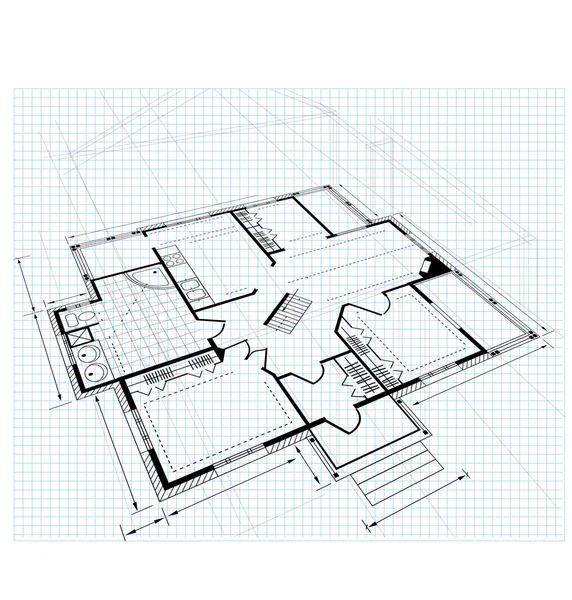 План загородного дома — стоковый вектор
