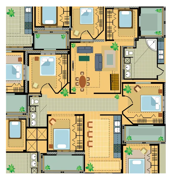 Plan de couleur maison de campagne — Image vectorielle