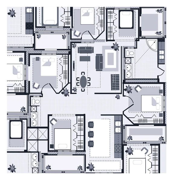 灰色の家の計画 — ストックベクタ