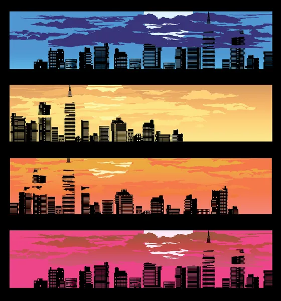 颜色城市横幅 — 图库矢量图片