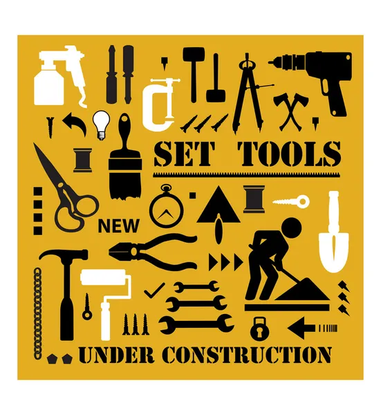 Een set van tools silhouetten — Stockvector