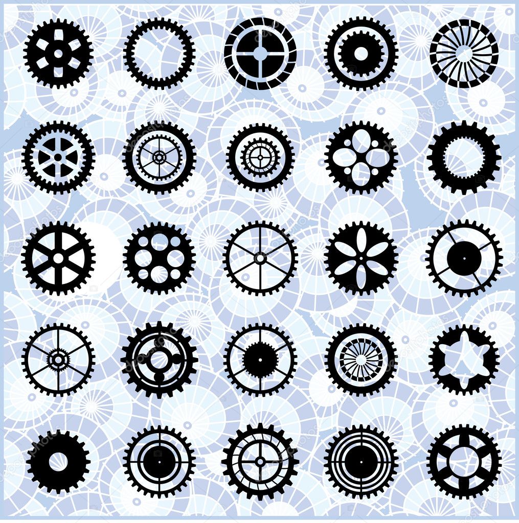 Black silhouettes of the gears