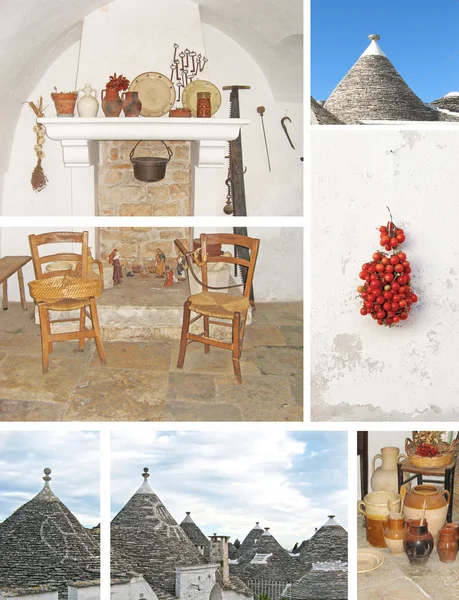 Collage of trulli houses, Apulia, Italy — Stock Photo, Image