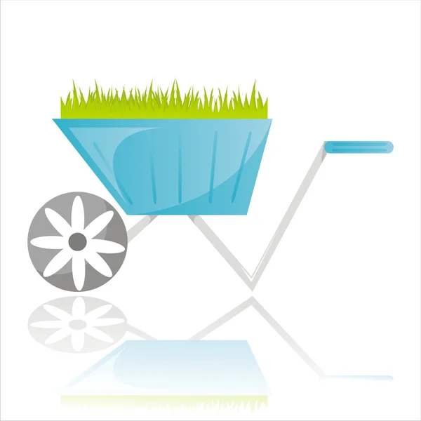 芝生と庭の手押し車 — ストックベクタ