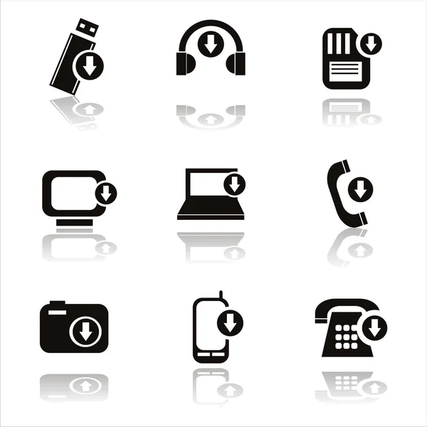 Techologie noire avec des icônes flèches — Image vectorielle