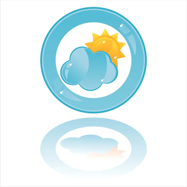 Cloud with sun button isolated on white — Stock Vector