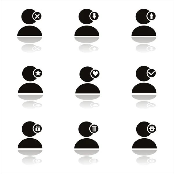 Ícones de usuário preto — Vetor de Stock