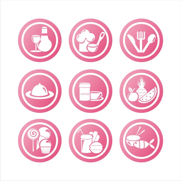 Signos de restaurante rosa — Vector de stock