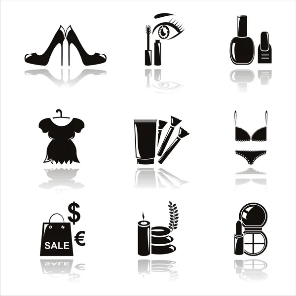 Fekete szépség és divat ikonok Stock Illusztrációk