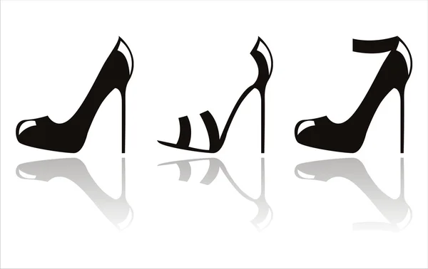Zwarte schoenen pictogrammen — Stockvector