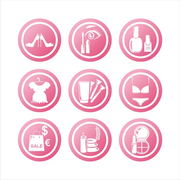 Pink beauty and fashion signs — Stock Vector