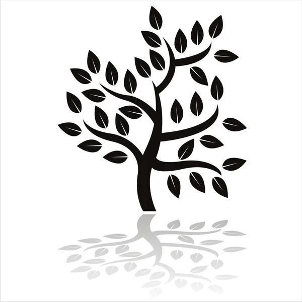 白で隔離される木のシルエット — ストックベクタ