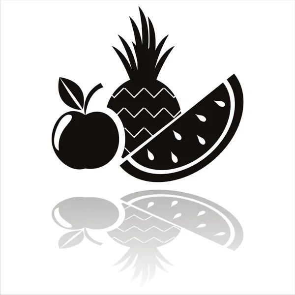 Zwart fruit pictogram — Stockvector