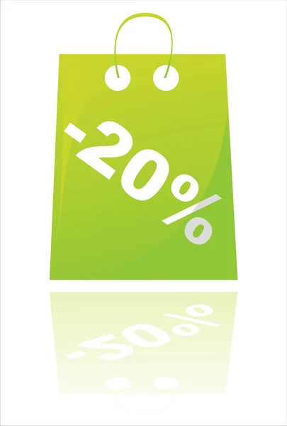Bolsa de compras verde aislada en blanco — Vector de stock