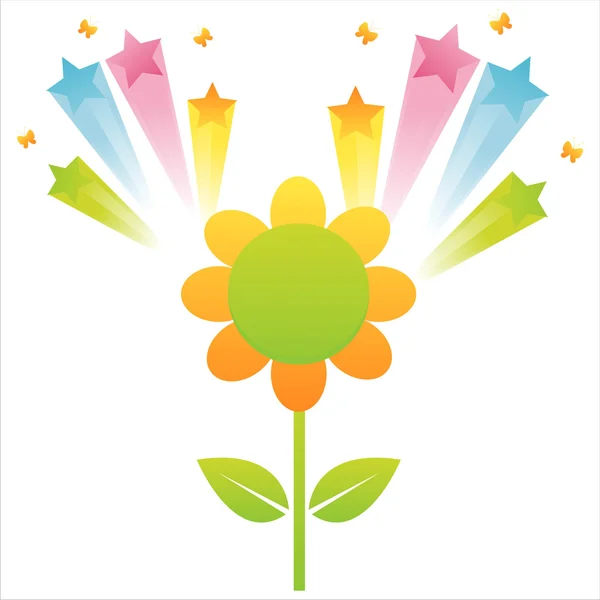 Flor con salpicadura estrella — Vector de stock