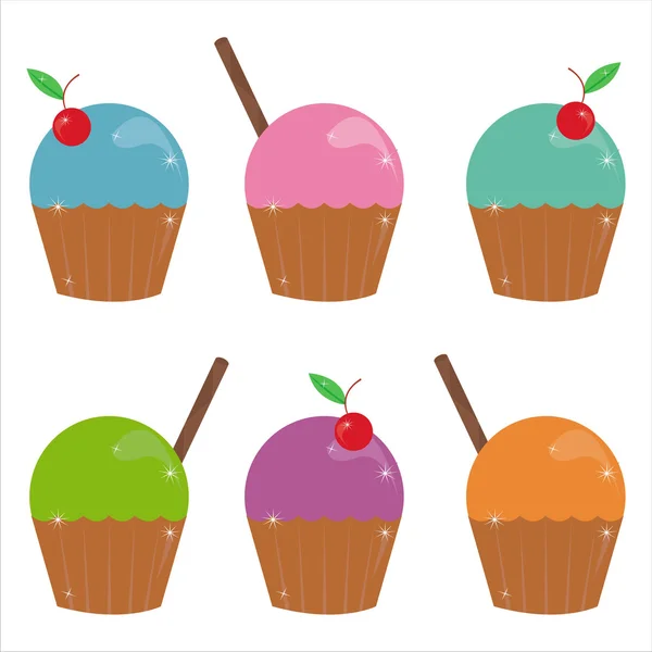 Icônes de gâteaux colorés — Image vectorielle