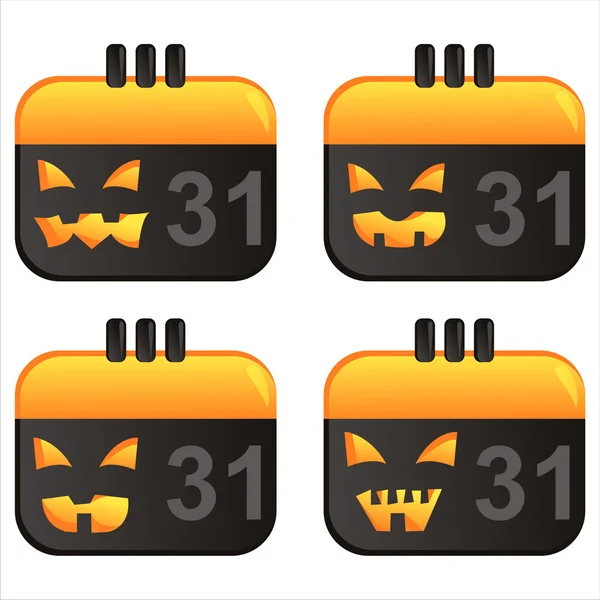 Halloween naptári ikonok — Stock Vector