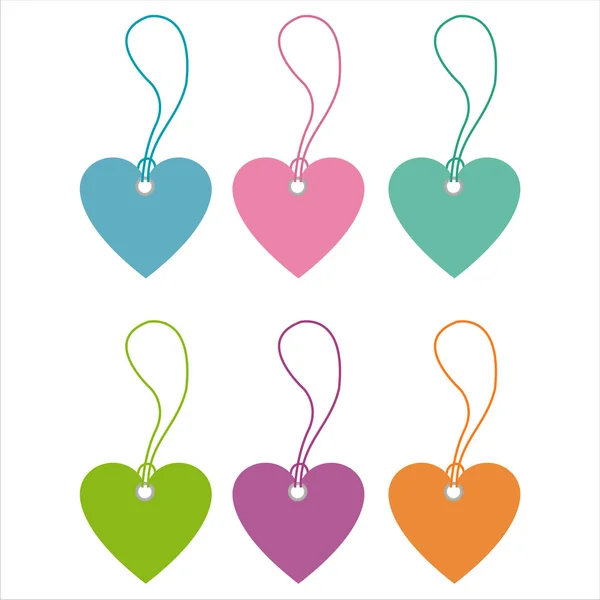 Ετικέτες πολύχρωμες καρδιές — Διανυσματικό Αρχείο