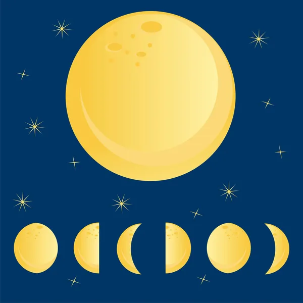 Moon phases over sky — Stock Vector