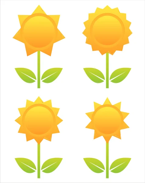 Fleurs de soleil icônes — Image vectorielle