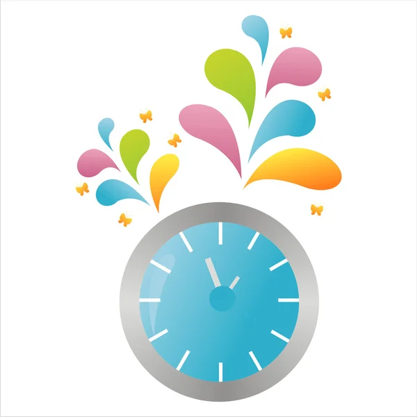 Reloj con salpicadura de colores — Vector de stock