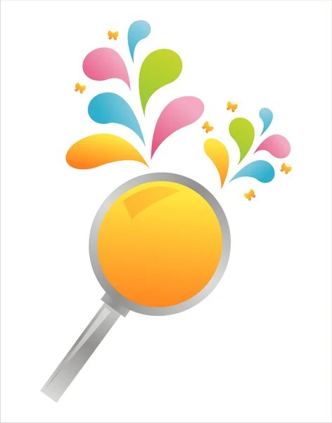 Magnifying glass with splash — Stock Vector
