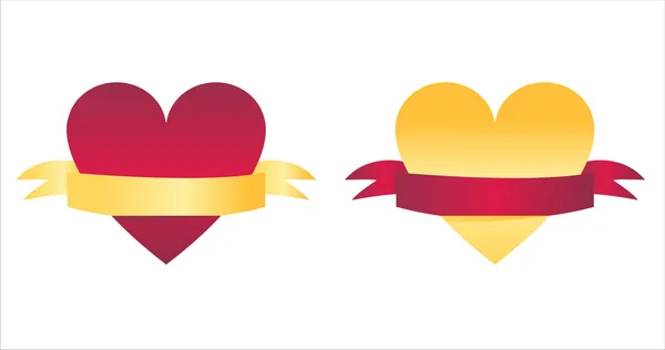 Coeurs avec rubans — Image vectorielle