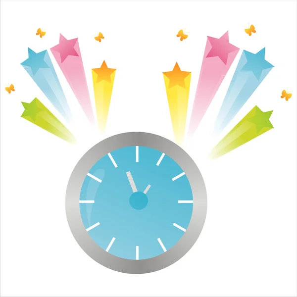 Clock with star splash — Stock Vector