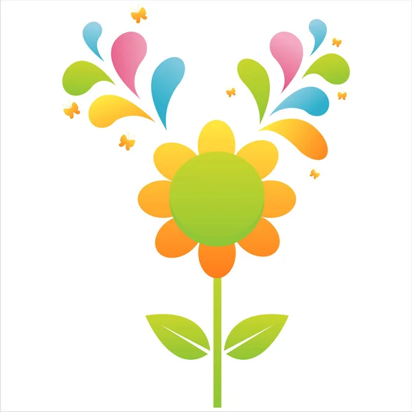 Fleur avec éclaboussures colorées — Image vectorielle