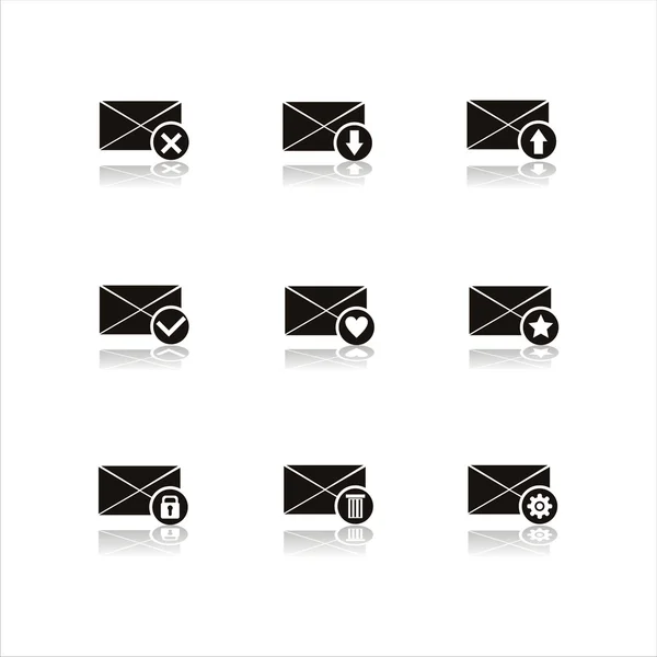Iconos de letras negras — Vector de stock