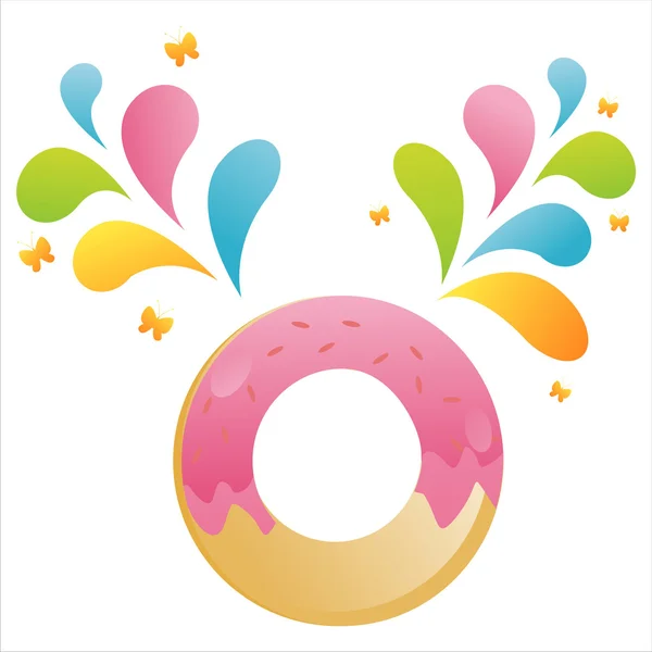 Donut con salpicadura de colores — Vector de stock